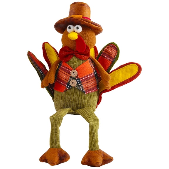 Turkey Plush Doll, Handmade Cute Stuffed Ornament for Thanksgiving Tabletop Decor