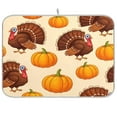 thumbnail image 1 of Turkey Pumpkin Pattern Print Dish Drying Mat Large Thanksgiving Fast Absorbent Tableware Pad Baby Bottle Drainer Mats Heat Resistant for Kitchen Sink Counter Decor - in, 1 of 7