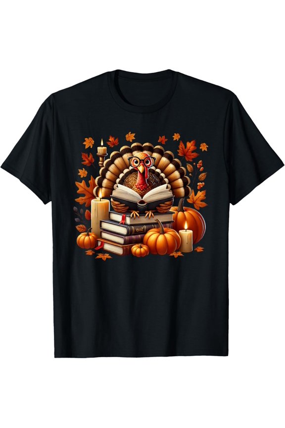 Turkey Reading Books Fall Thanksgiving Teacher Book Lovers T-Shirt, Hoodie,Sweat