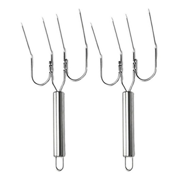 Turkey & Roast Forks Lifters Four Prong Meat Forks Stainless Steel Carving Barbecue Fork Metal Serving Forks For Grilling Lifting Cooking Kitchen Transfer Chicken (2pcs)