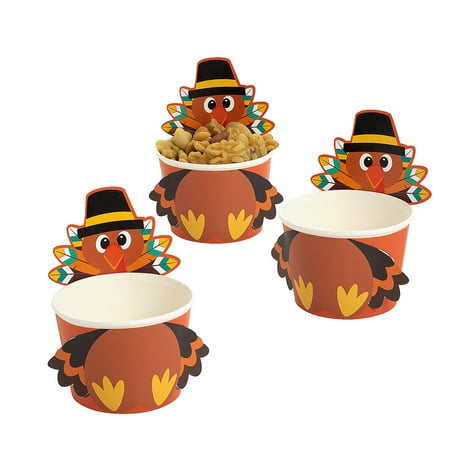 Turkey-Shaped Snack Cups, Party Supplies, Thanksgiving, 12 Pieces