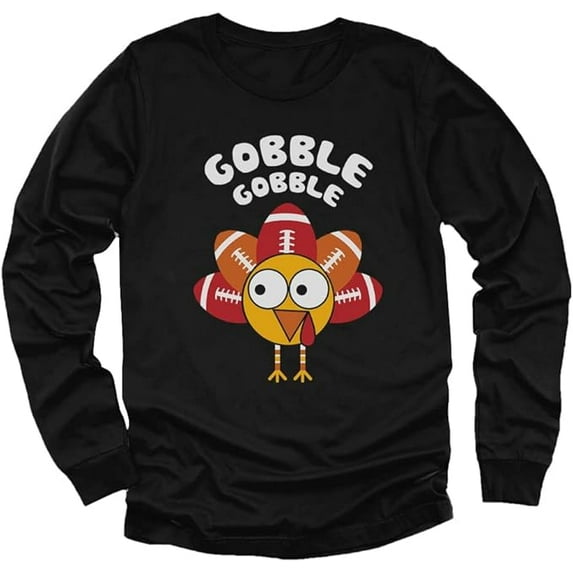 Tstars Turkey Shirt Toddler Gobble Gobble Thanksgiving Kids Long Sleeve Shirts 2T Black