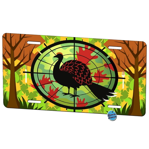Turkey Silhouette In Crosshairs Camouflage Hunting Hunter Metal Novelty License Plate