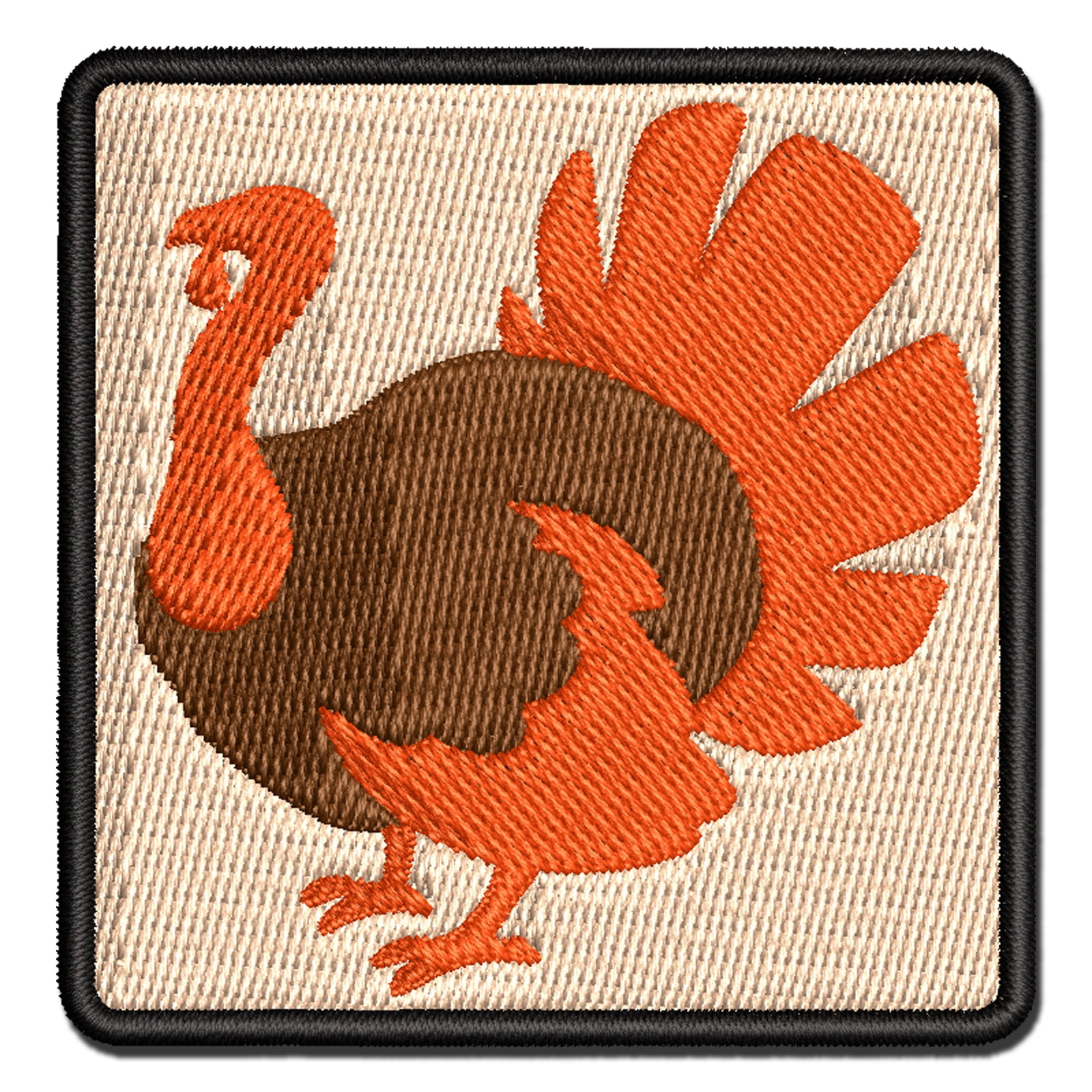 Turkey Silhouette Thanksgiving Applique Multi-Color Embroidered Hook & Loop Patch - 3.5 Inch Large