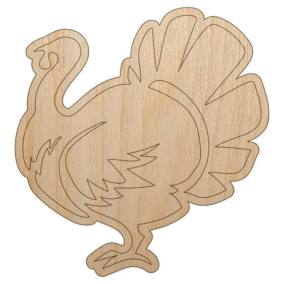 Turkey Silhouette Thanksgiving Wood Shape Unfinished Piece Cutout Craft DIY Projects - 4.70 Inch Size - 1/4 Inch Thick
