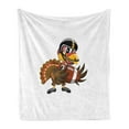thumbnail image 1 of Turkey Soft Flannel Fleece Blanket, American Football Player Bird in Cartoon Style Funny Animal Character Sports Theme, Cozy Plush for Indoor and Outdoor Use, 70" x 90", Multicolor, by Ambesonne, 1 of 5