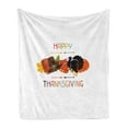 thumbnail image 1 of Turkey Soft Flannel Fleece Blanket, Bird Pumpkin Traveller`s Hat Silhouette with Celebratory Thanksgiving Illustration, Cozy Plush for Indoor and Outdoor Use, 70" x 90", Multicolor, by Ambesonne, 1 of 5