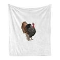thumbnail image 1 of Turkey Soft Flannel Fleece Blanket, Realistic Bird Picture Thanksgiving Day Family Dinner Theme Farm Animal Photo, Cozy Plush for Indoor and Outdoor Use, 50" x 60", Black Brown Coral, by Ambesonne, 1 of 5