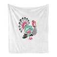 thumbnail image 1 of Turkey Soft Flannel Fleece Throw Blanket, Thanksgiving Themed Animal Design with Paisleys Ornamental Elements, Cozy Plush for Indoor and Outdoor Use, 50" x 70", Sea Green White, by Ambesonne, 1 of 5
