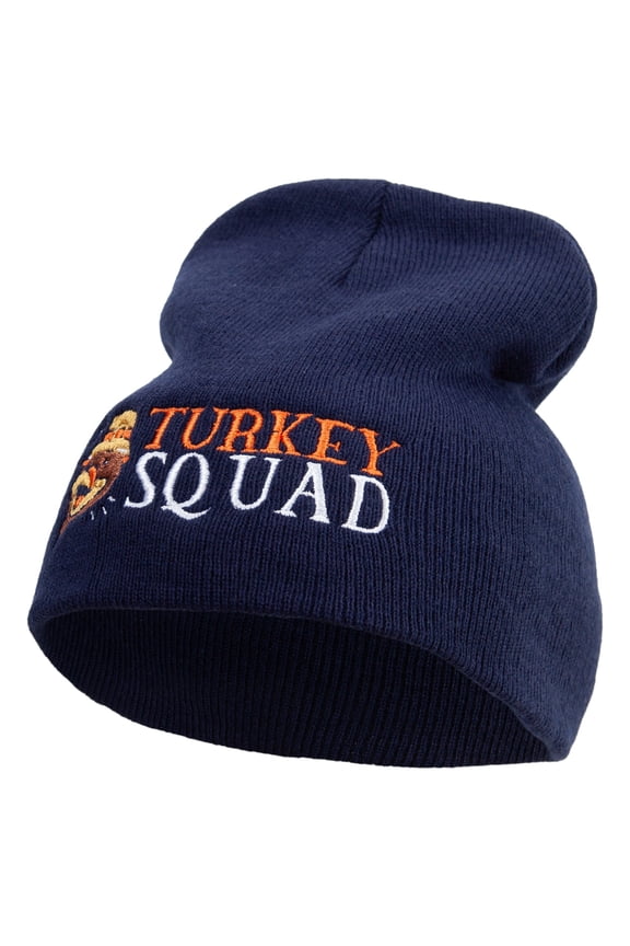 Turkey Squad Embroidered 8 inch Acrylic Short beanie - Navy OSFM