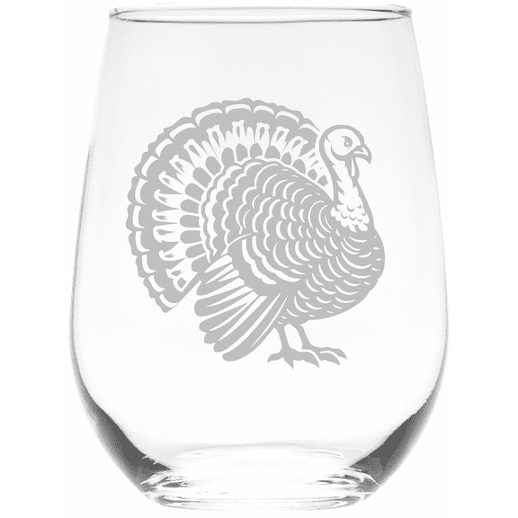 C&M Personal Gifts 17 oz Turkey Stemless Wine Glasses
