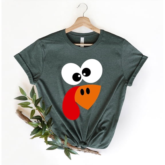 Turkey T-Shirt, Turkey Gifts, Turkey Face T-Shirts, Womens Fall T-Shirt, Thanksgiving Food