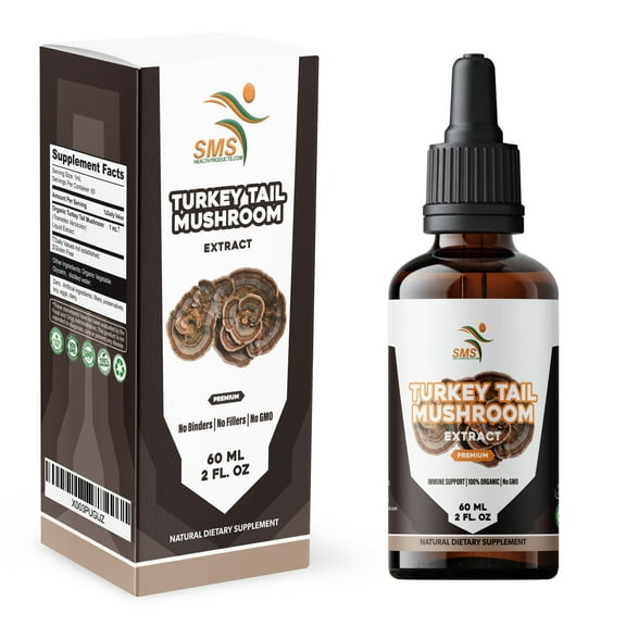 Turkey Tail Mushroom Extract Organic Non GMO Tincture Liquid Herbal Drops 2 Floz