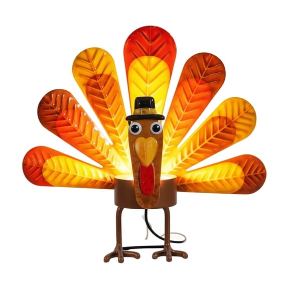 Turkey Tea Light Holder, Standing Iron Art, Thanksgiving Harvest Theme, Colorful Metal Tail Feathers, Festive Table Decor Prop