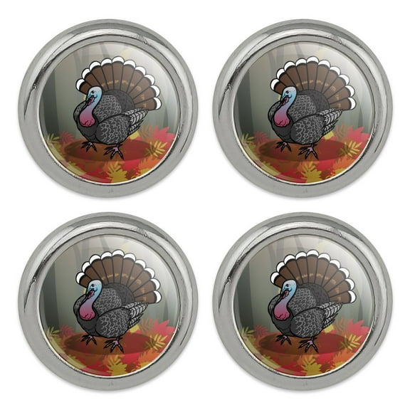 Turkey Thanksgiving Autumn Metal Craft Sewing Novelty Buttons - Set of 4