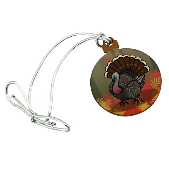 Turkey Thanksgiving Autumn Mini Small Tiny Wood Christmas Tree Holiday Ornament