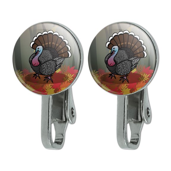Turkey Thanksgiving Autumn Novelty Clip-On Stud Earrings