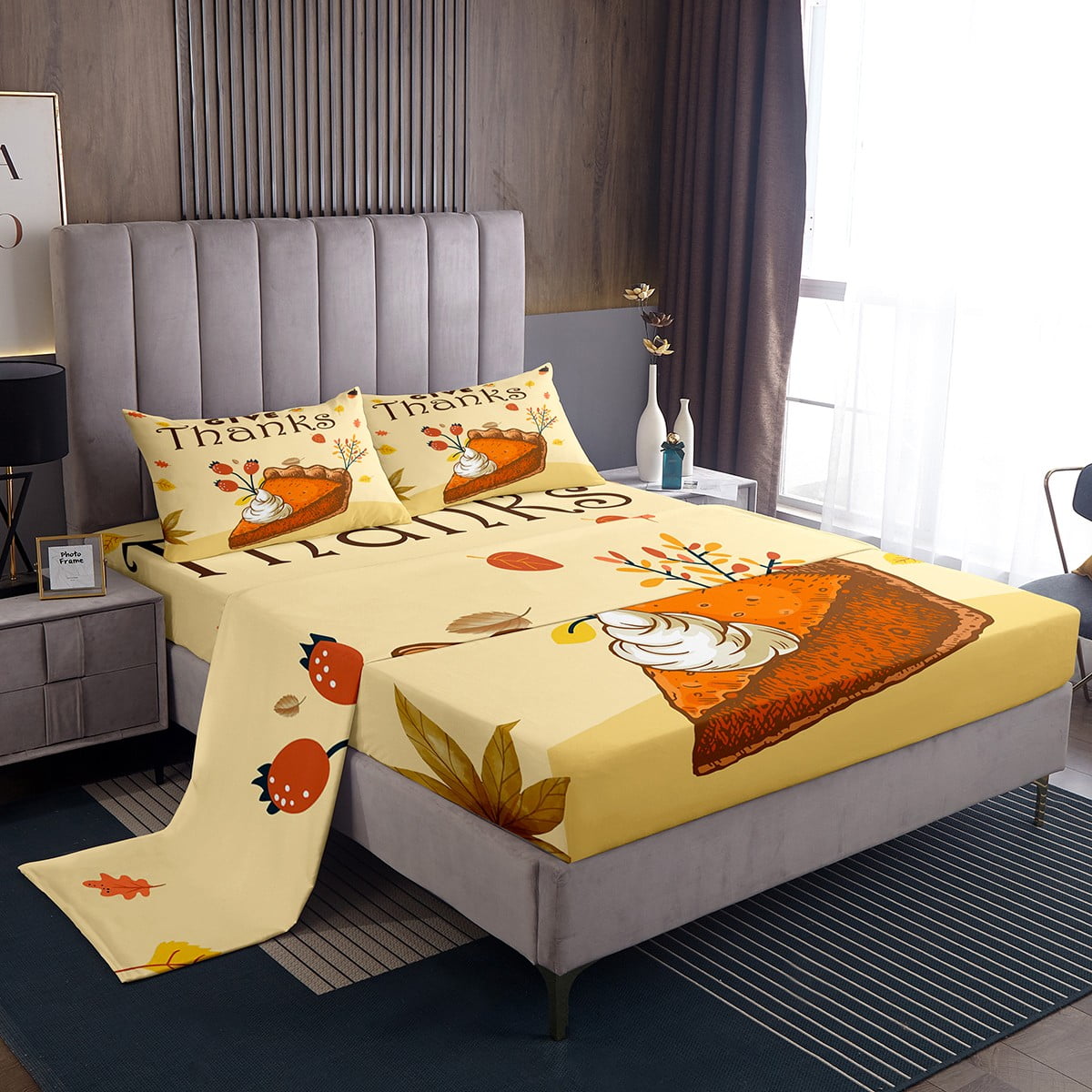 Turkey Thanksgiving Bed Sheets Set For Kids, Autumn Harvest Sheet Set