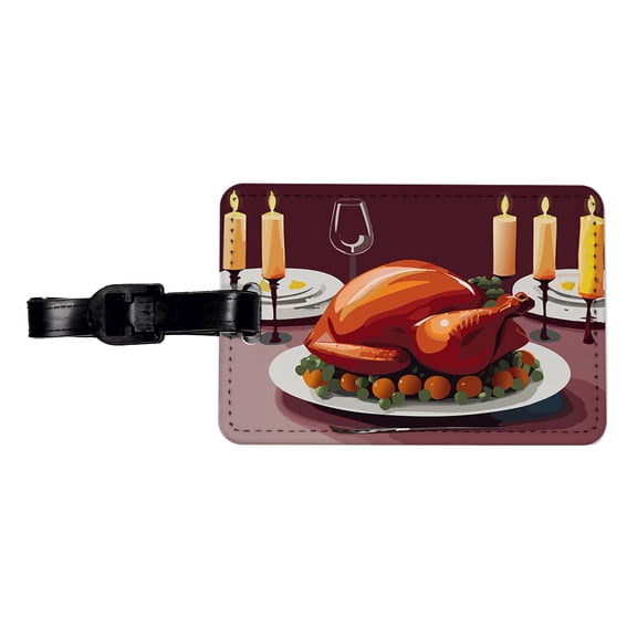 Turkey Thanksgiving Faux Leather Travel Luggage Tag