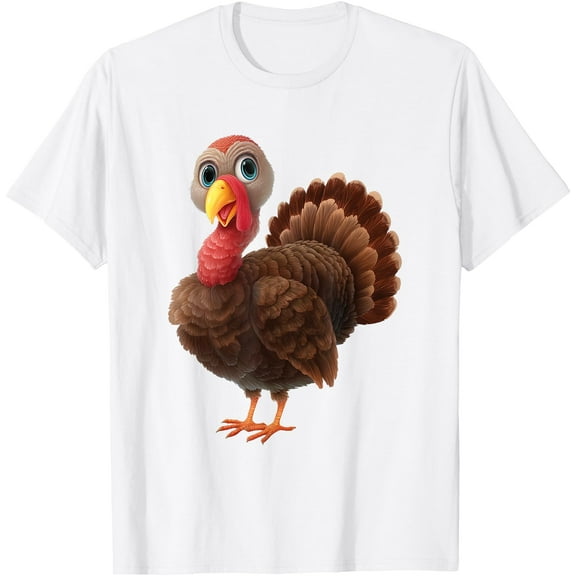 Turkey Thanksgiving Funny Graphic T-Shirt,Top Tees,Whiet