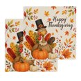 thumbnail image 1 of Turkey Thanksgiving Kitchen Dish Towels for Drying Dishes Set of 2, Fall Pumpkins Leaves Rustic Waffle Weave Microfiber Hand Tea Bathroom Towels Quick Dry & Absorbent Towel 12x12, 1 of 7