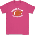 thumbnail image 1 of Turkey Touchdown Football T-Shirt Funny Thanksgiving Holiday Humor Gift Tee - Pink, L, 1 of 1