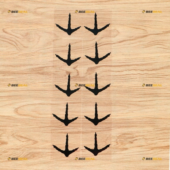 Turkey Track Print Hunting Hunter Vinyl Decal Sticker - 5 Pairs Black, 2 Inches - No Background for Car Boat Laptop Cup