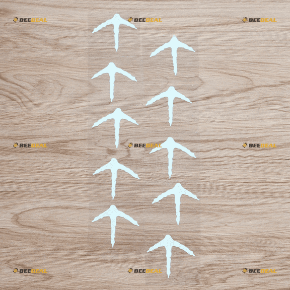 Turkey Track Print Hunting Hunter Vinyl Decal Sticker - 5 Pairs White, 2 Inches - No Background for Car Boat Laptop Cup