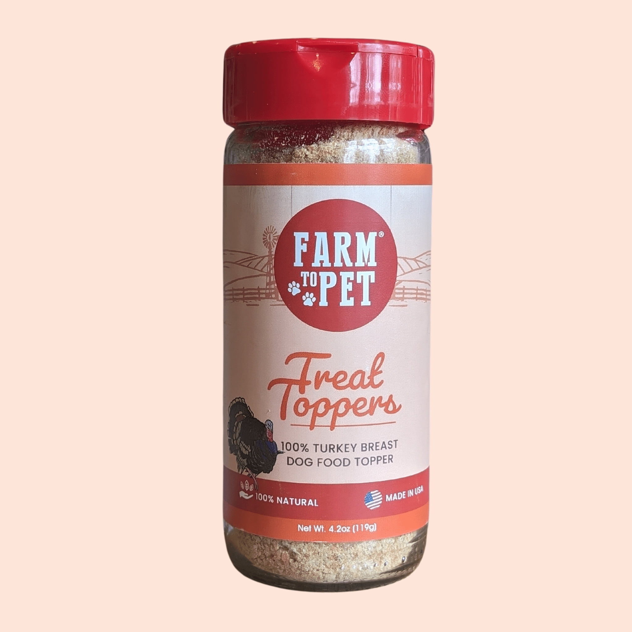 Farm to Pet Turkey Dog Food Meal Topper, 4.7oz Jar