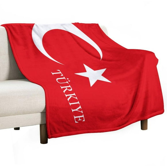 Turkey Turkish Flag of Türkiye Super Soft Blanket Flannel Throw Blanket Flannel Microfiber Blankets for Couch Bed Sofa Fluffy and Warm 50"x60"