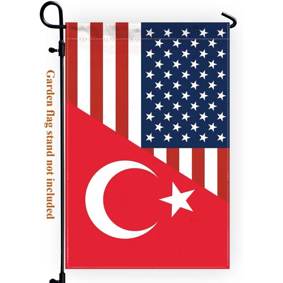 Turkey USA Friendship Garden Flag 12 x 18 Inch Heavy Duty Double Sided Outdoor Patio Yard Banner