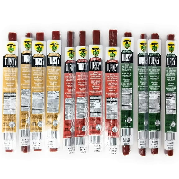 Turkey Variety, Sogo Snacks, No Sugar, Low Carb, Free-Range from a Family Farm. No Soy, MSG, Dairy, Nuts, Nitrates. Gluten Free Non-GMO. Keto, Whole, Paleo Friendly (Turkey Variety, 1-oz, 144 Cnt)