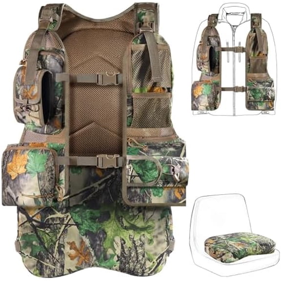 Turkey Vest for Hunting with Seat & Game Pouch Turkey Hunting Vest, Silent Camo GearTurkey Hunting Gear for Men & Women, Lightweight Hunting Accessories$$Other