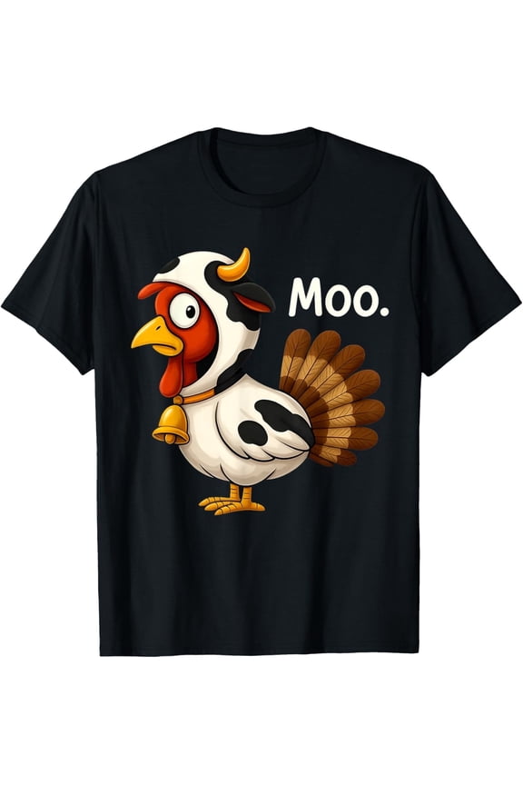 Turkey Wearing Cow Costume Thanksgiving T-Shirt