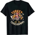 thumbnail image 1 of Turkey and Touchdowns Thanksgiving Football Men Women Kids T-Shirt, 1 of 5