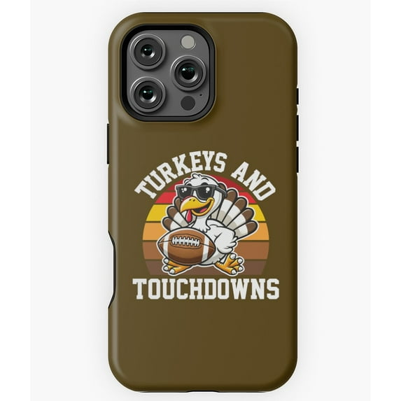 Turkeys and Touchdowns Thanksgiving Phone Case for iPhone 16 15 14 13 12 11 Pro Max Modern Phone M97