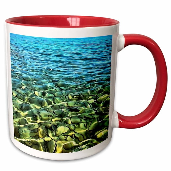 3drose, Turkish Aegean Seashore Artistic Abstract, 11oz Two-tone Red Mug