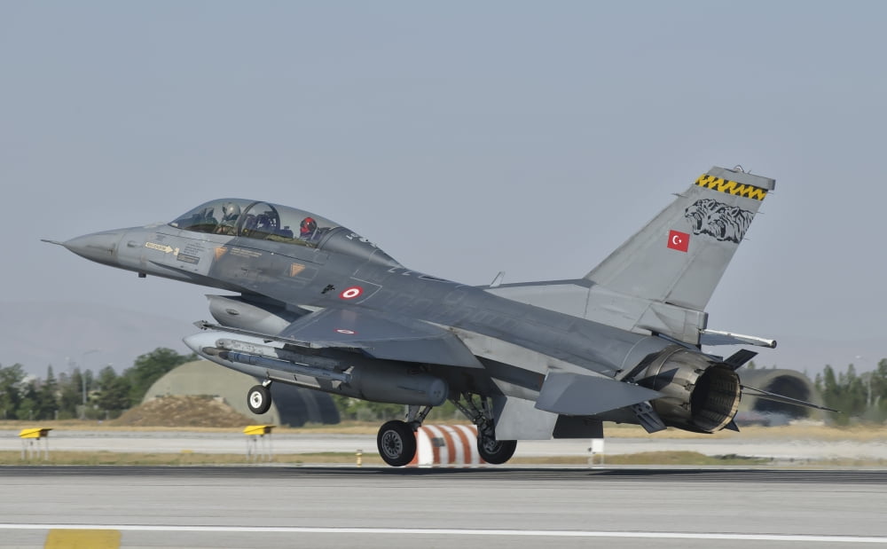 Turkish Air Force F-16 during Exercise Anatolian Eagle Canvas Art - Giovanni CollaStocktrek Images (35 x 22)