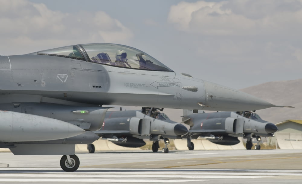 Turkish Air Force F-16 during Exercise Anatolian Eagle Canvas Art - Giovanni CollaStocktrek Images (36 x 22)