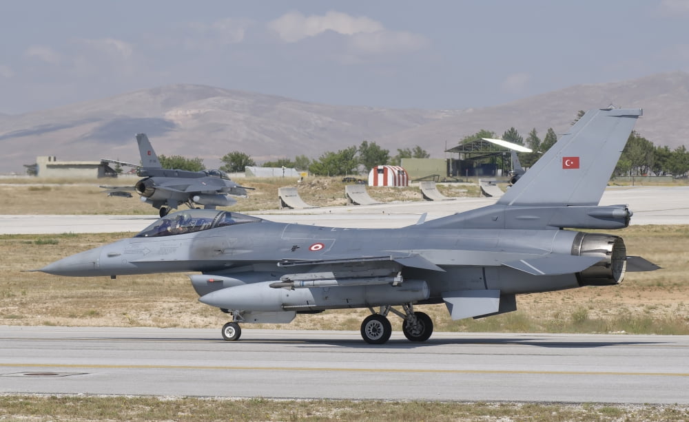 Turkish Air Force F-16 during Exercise Anatolian Eagle Canvas Art - Giovanni CollaStocktrek Images (36 x 22)