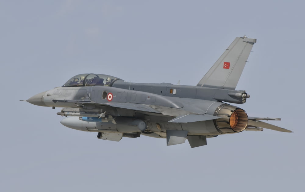 Turkish Air Force F-16 in flight over Turkey Canvas Art - Giovanni CollaStocktrek Images (18 x 11)