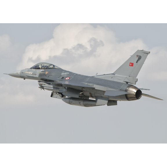 Turkish Air Force F-16 in flight over Turkey Canvas Art - Giovanni CollaStocktrek Images (34 x 24)