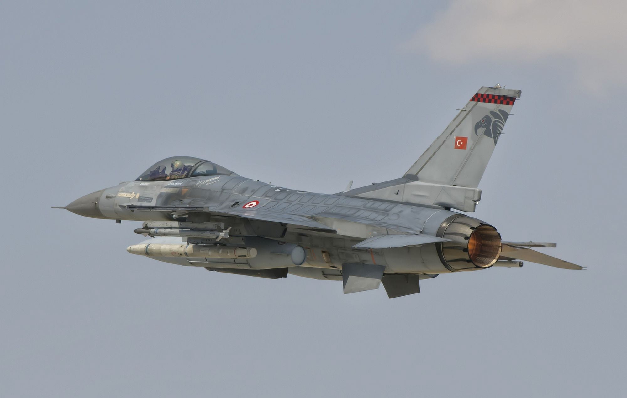 Turkish Air Force F-16 in flight over Turkey Canvas Art - Giovanni CollaStocktrek Images (35 x 22)