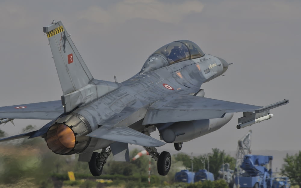 Turkish Air Force F-16 taking off during Exercise Anatolian Eagle Canvas Art - Giovanni CollaStocktrek Images (18 x 11)