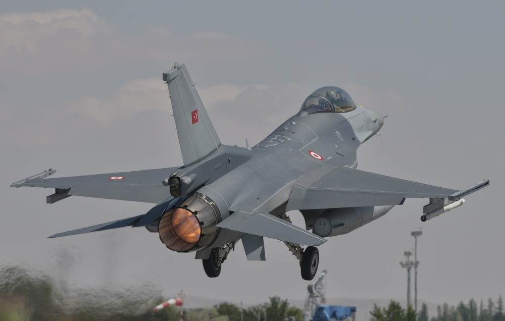 Turkish Air Force F-16 taking off during Exercise Anatolian Eagle Canvas Art - Giovanni CollaStocktrek Images (18 x 12)