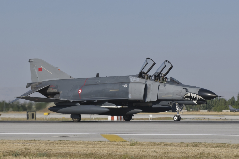 Turkish Air Force F-4 Phantom at Konya Air Base Turkey Canvas Art - Giovanni CollaStocktrek Images (17 x 12)