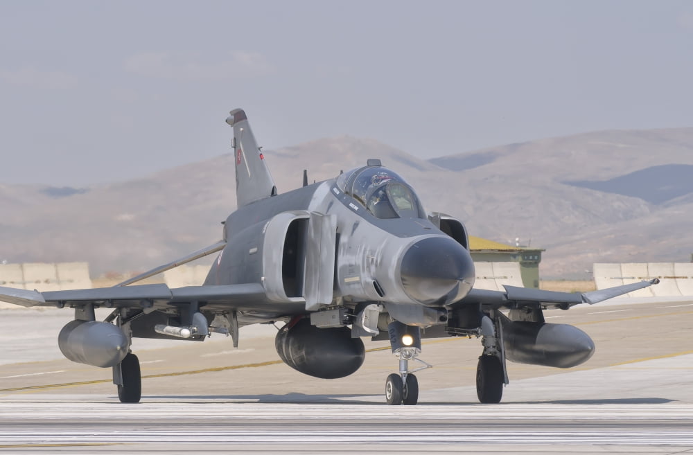 Turkish Air Force F-4 Phantom at Konya Air Base Turkey Canvas Art - Giovanni CollaStocktrek Images (17 x 12)