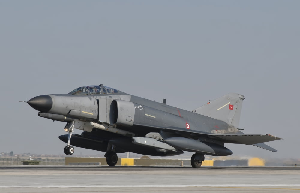 Turkish Air Force F-4 Phantom at Konya Air Base Turkey Canvas Art - Giovanni CollaStocktrek Images (18 x 12)