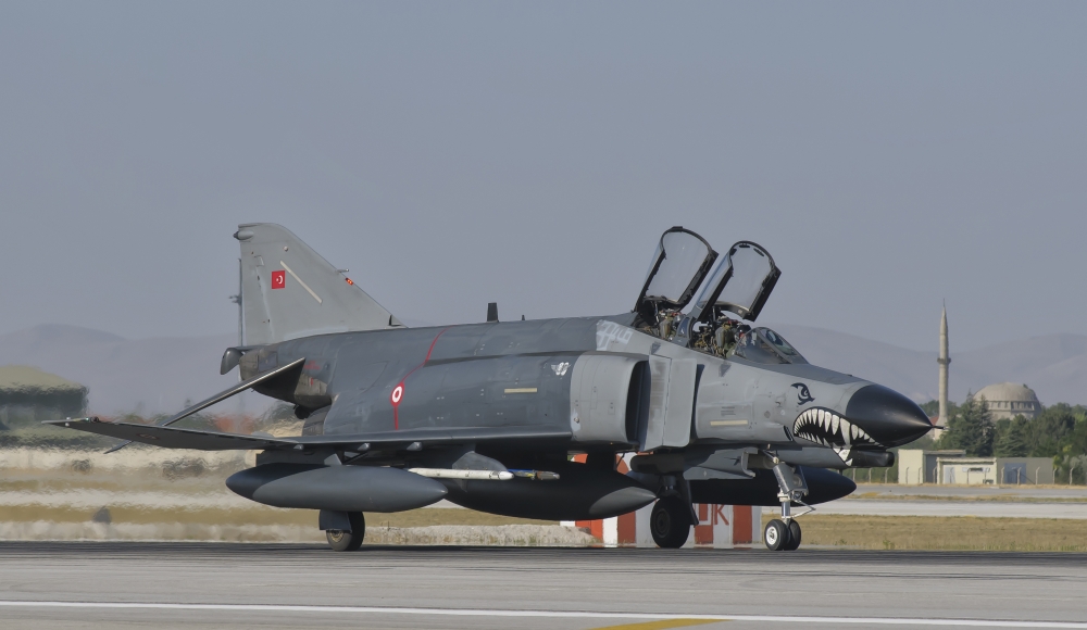 Turkish Air Force F-4 Phantom at Konya Air Base Turkey Canvas Art - Giovanni CollaStocktrek Images (19 x 11)