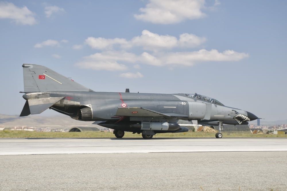 Turkish Air Force F-4 Phantom at Konya Air Base Turkey Canvas Art - Giovanni CollaStocktrek Images (34 x 23)
